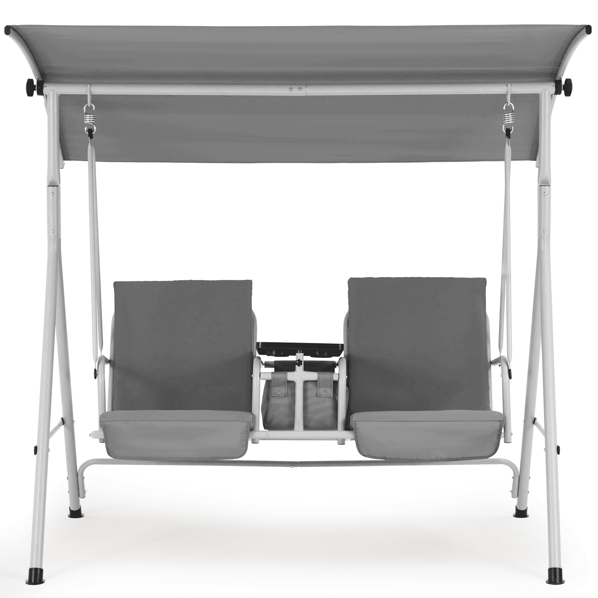 2 Seat Outdoor Porch Swing with Adjustable Canopy. Gray