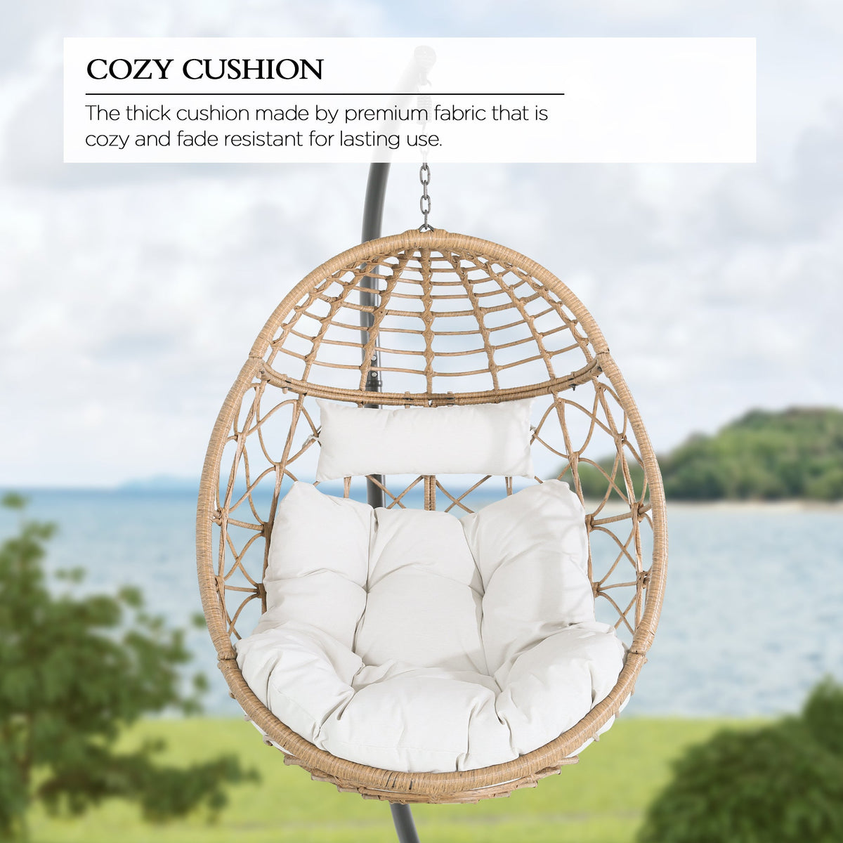 Furnishings Egg Chair with Stand. Patio Wicker Hanging Chair. Outdoor swing