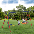 5 in 1 Lifetime Swing Set for Backyard. Heavy Duty Kids Playground with Saucer Swing. Belt Swing. Seesaw. Basketball Hoop &  Rope Swing. Outdoor Playset Holds Up to 440 lbs