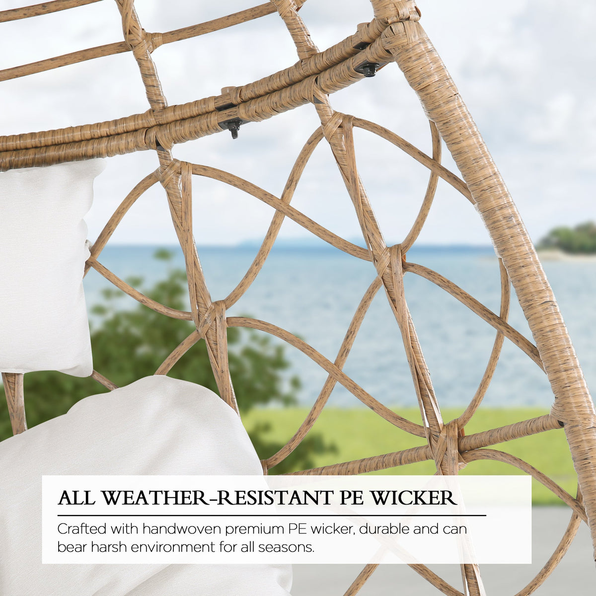 Furnishings Egg Chair with Stand. Patio Wicker Hanging Chair. Outdoor swing