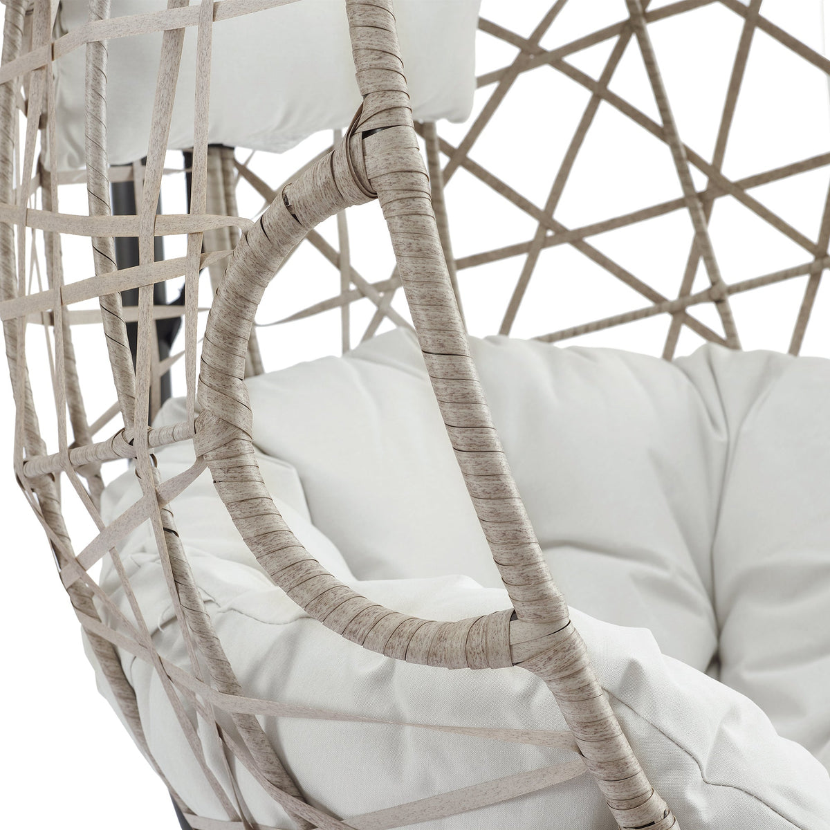 Furnishings Outdoor/Indoor Wicker Hanging Basket Swing Egg Chair with Stand and Cushion