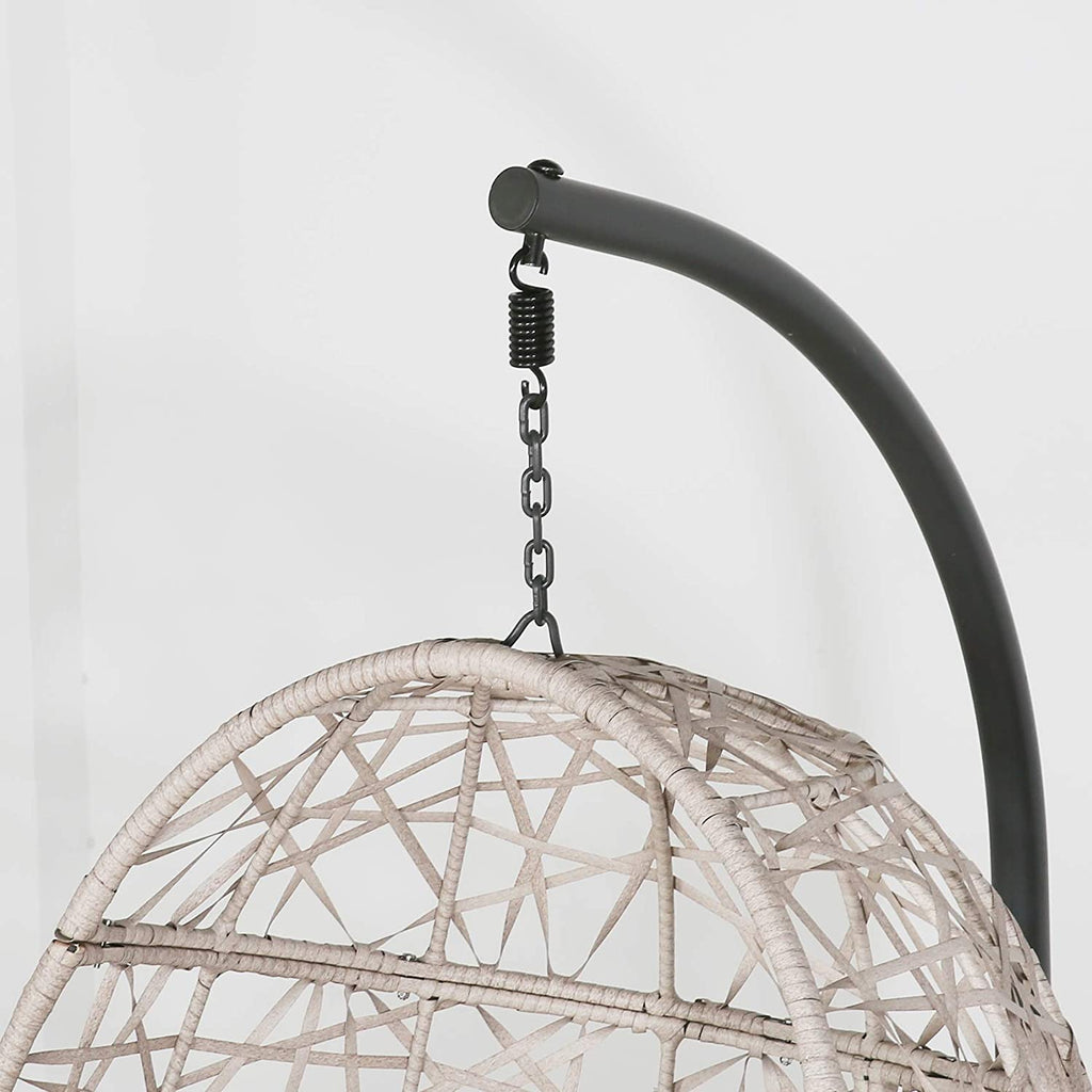 Furnishings Outdoor/Indoor Wicker Hanging Basket Swing Egg Chair with Stand and Cushion
