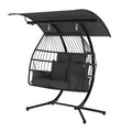 2 Person Egg Chair. Porch Swing with Canopy. Freestanding with Steel Stand Grey