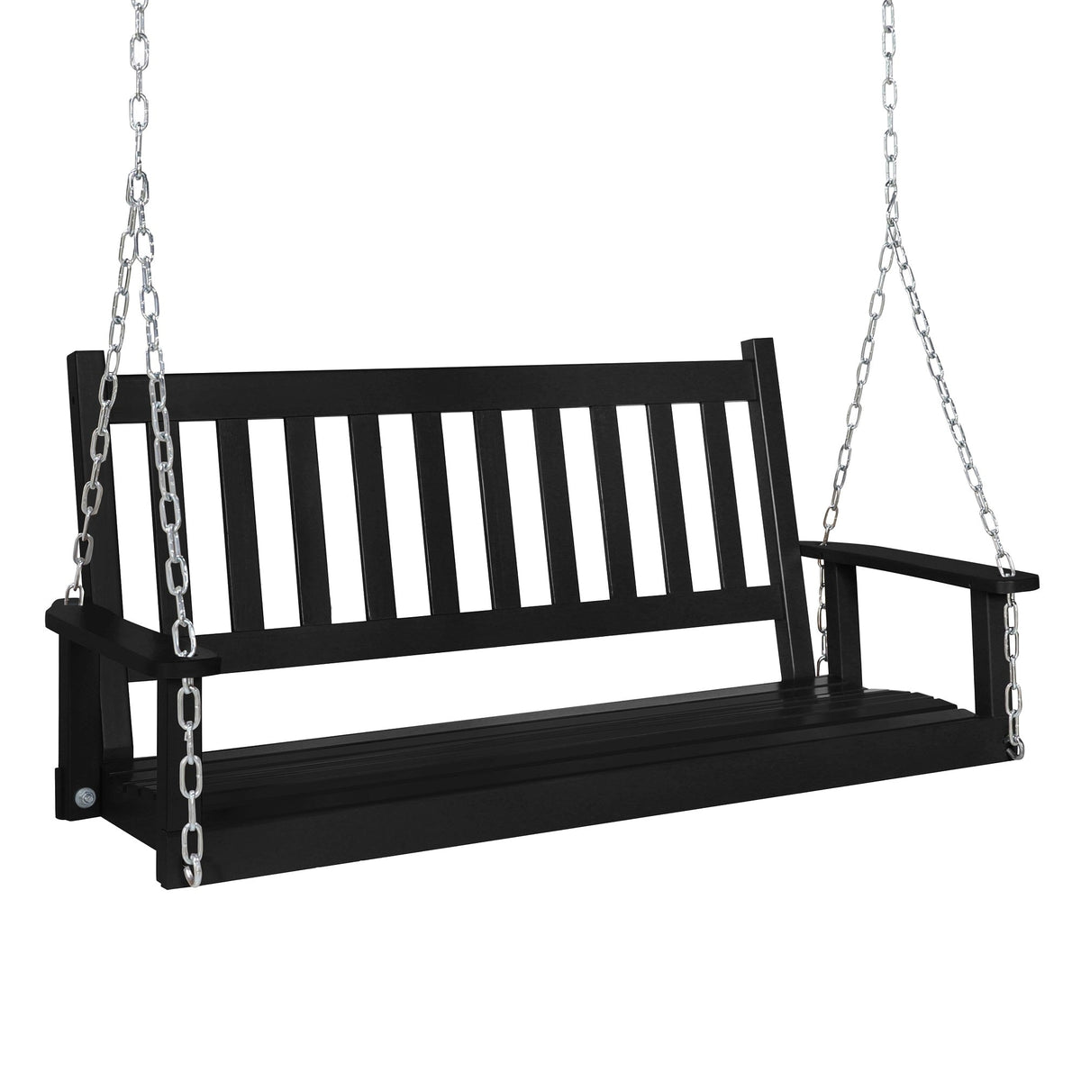 Outdoor Swing Bench for Porch. 2-Person Wood Hanging Swing with Heavy Duty Chains