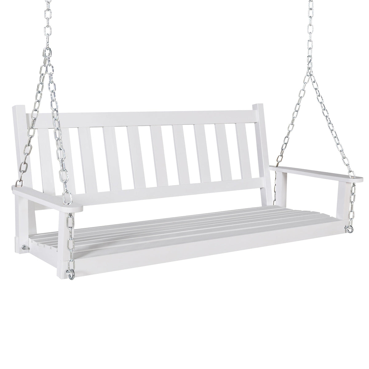 Outdoor Swing Bench for Porch. 2-Person Wood Hanging Swing with Heavy Duty Chains