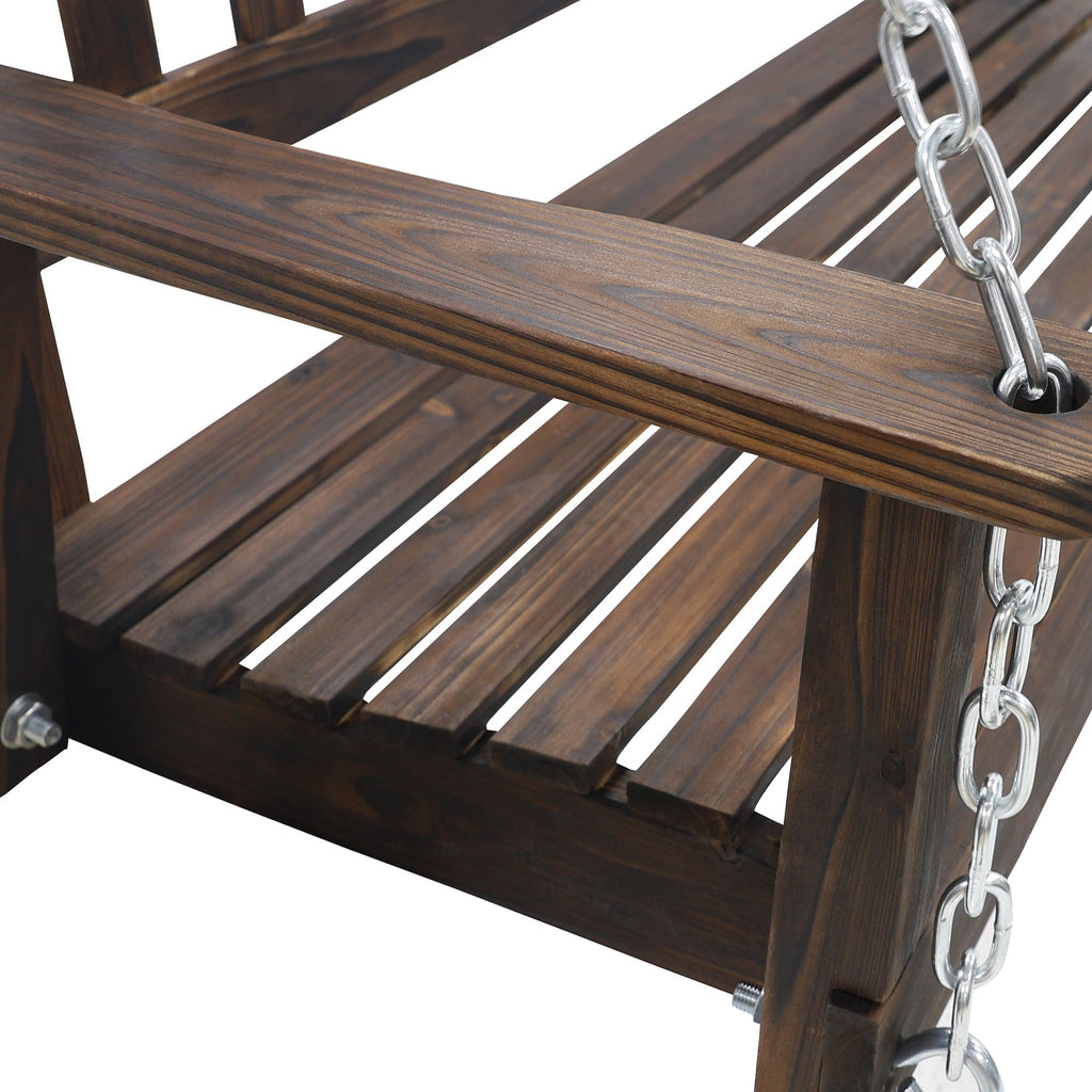 Outdoor Swing Bench for Porch. 2-Person Wood Hanging Swing with Heavy Duty Chains
