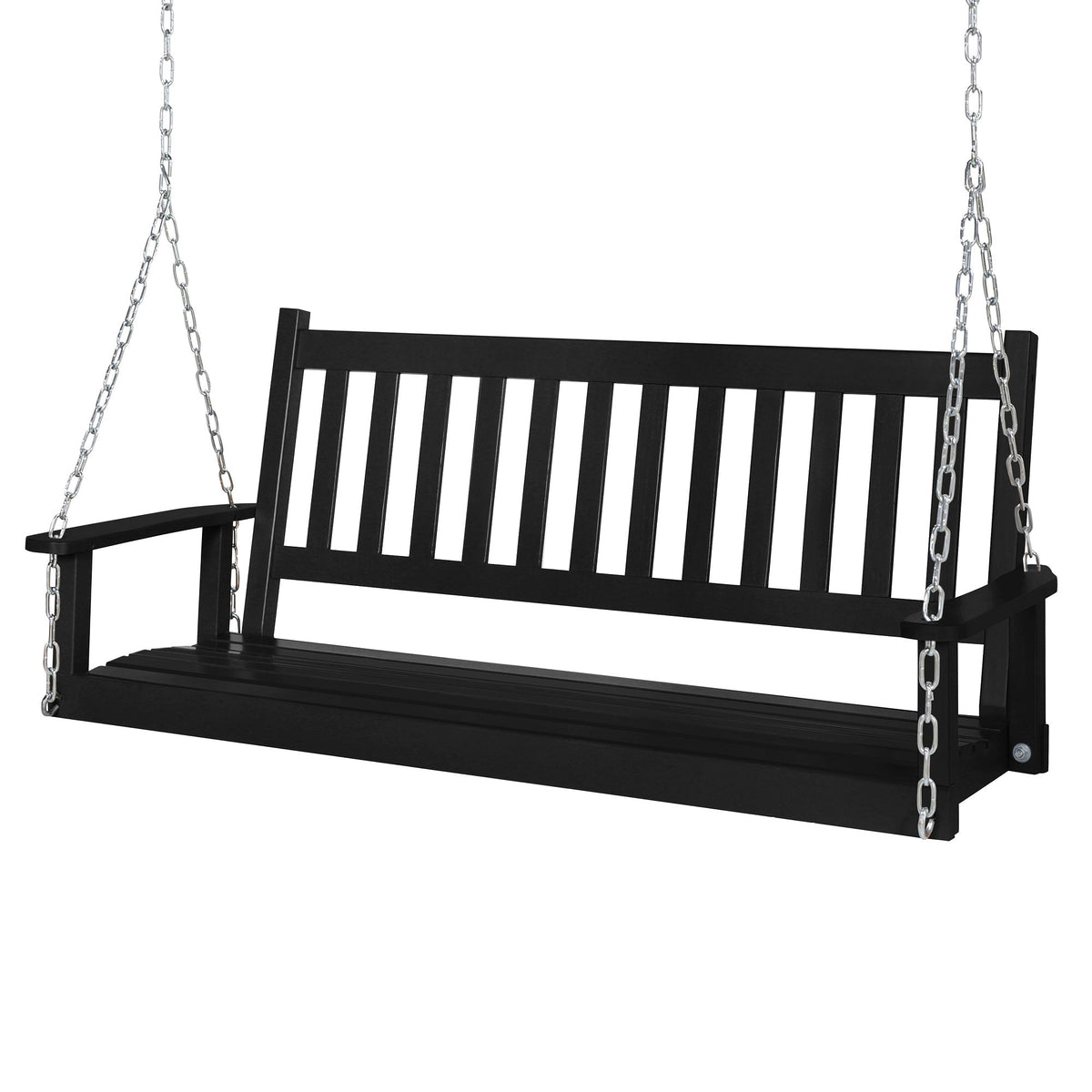 Outdoor Swing Bench for Porch. 2-Person Wood Hanging Swing with Heavy Duty Chains