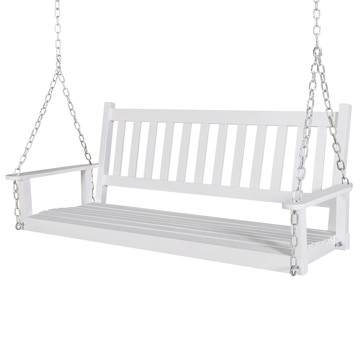Outdoor Swing Bench for Porch. 2-Person Wood Hanging Swing with Heavy Duty Chains
