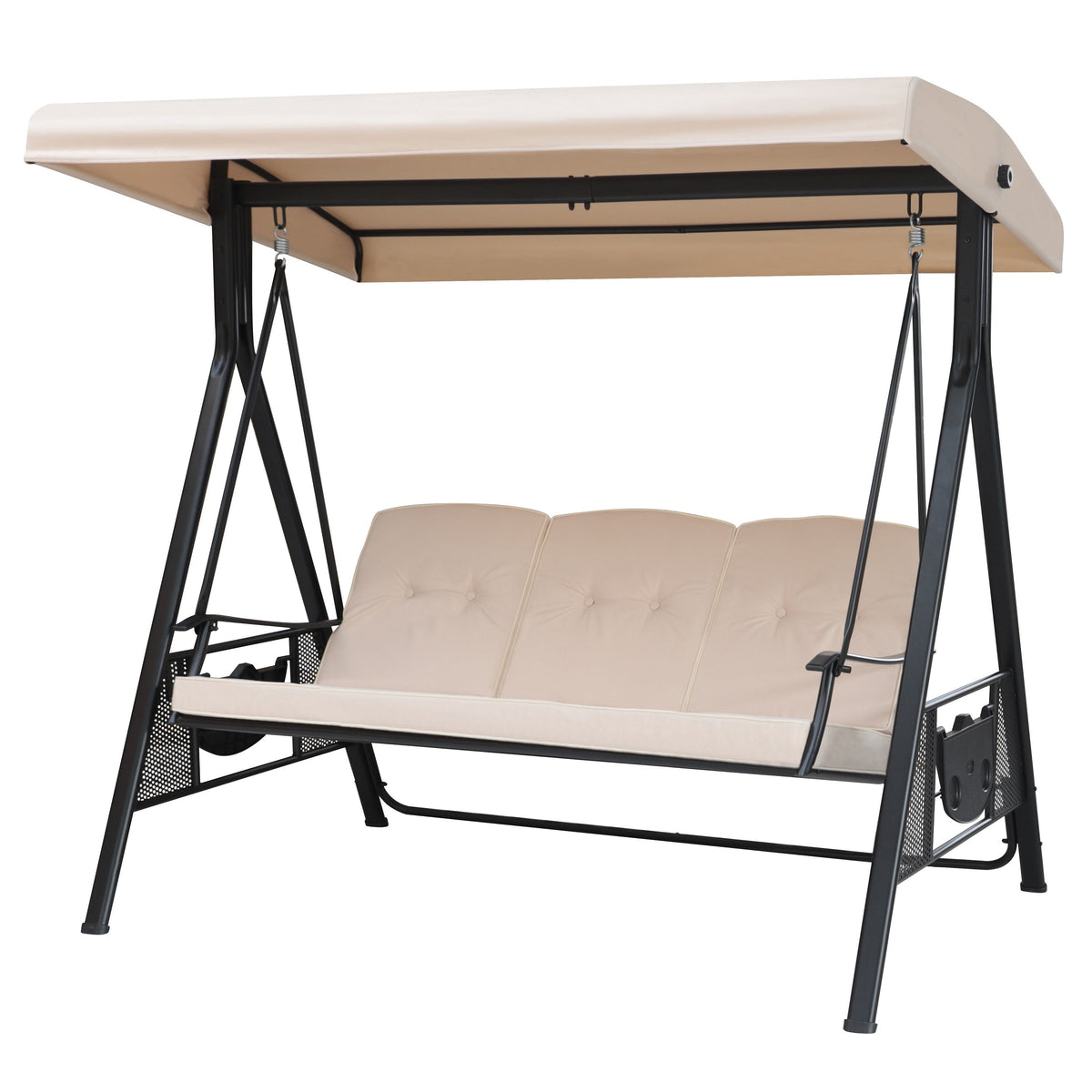 Patio Swing Chair with Canopy. Swing Seat for Adults. 3-person Swing with Removable Cushion