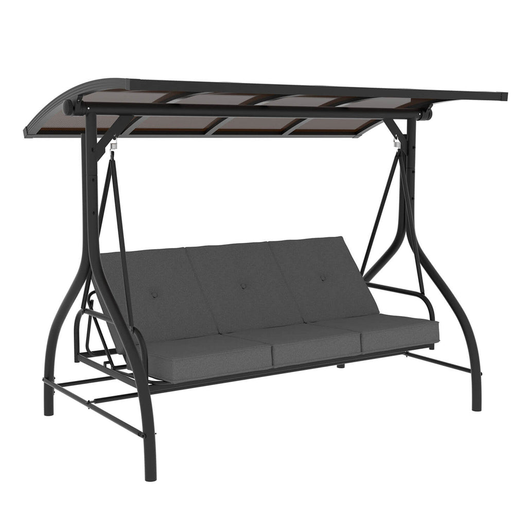 3 Person Swing with PC Hardtop Canopy. Outdoor 3 Seater