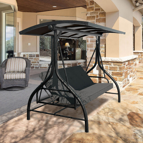 3 Person Swing with PC Hardtop Canopy. Outdoor 3 Seater
