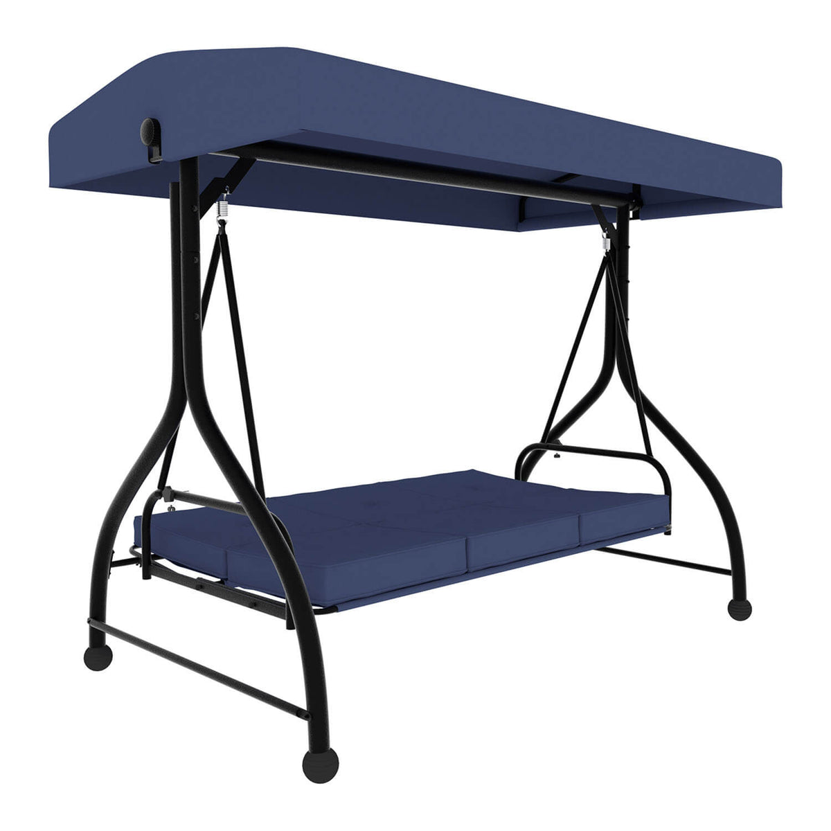 3 Person Patio Swing. Porch Swing Chair. Outdoor Canopy Swing with Stand and Cushions