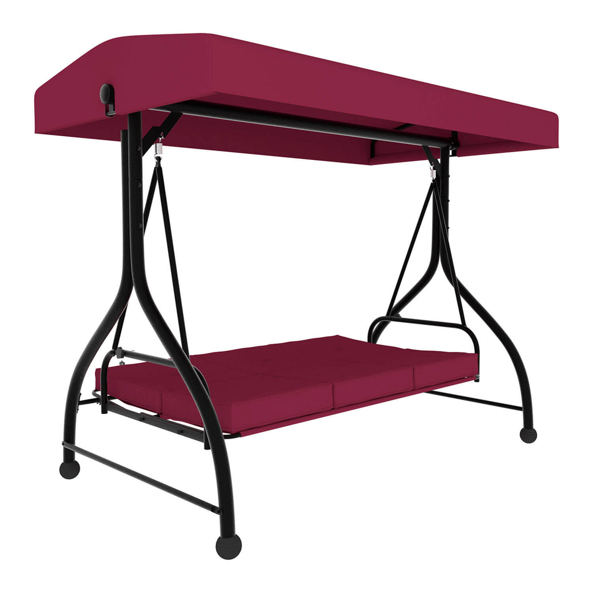 3 Person Patio Swing. Porch Swing Chair. Outdoor Canopy Swing with Stand and Cushions