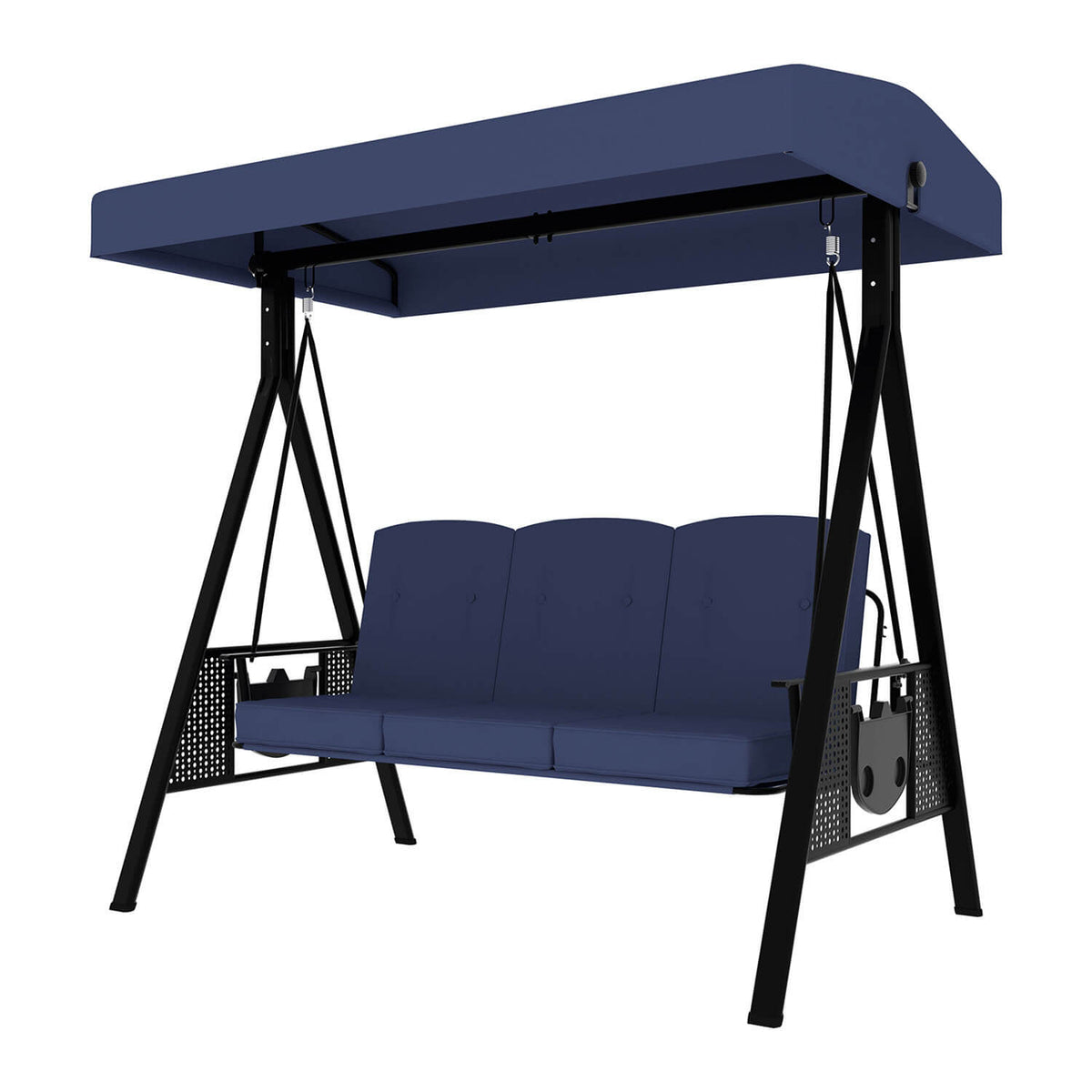 Patio Swing Chair with Canopy. Swing Seat for Adults. 3-person Swing with Removable Cushion
