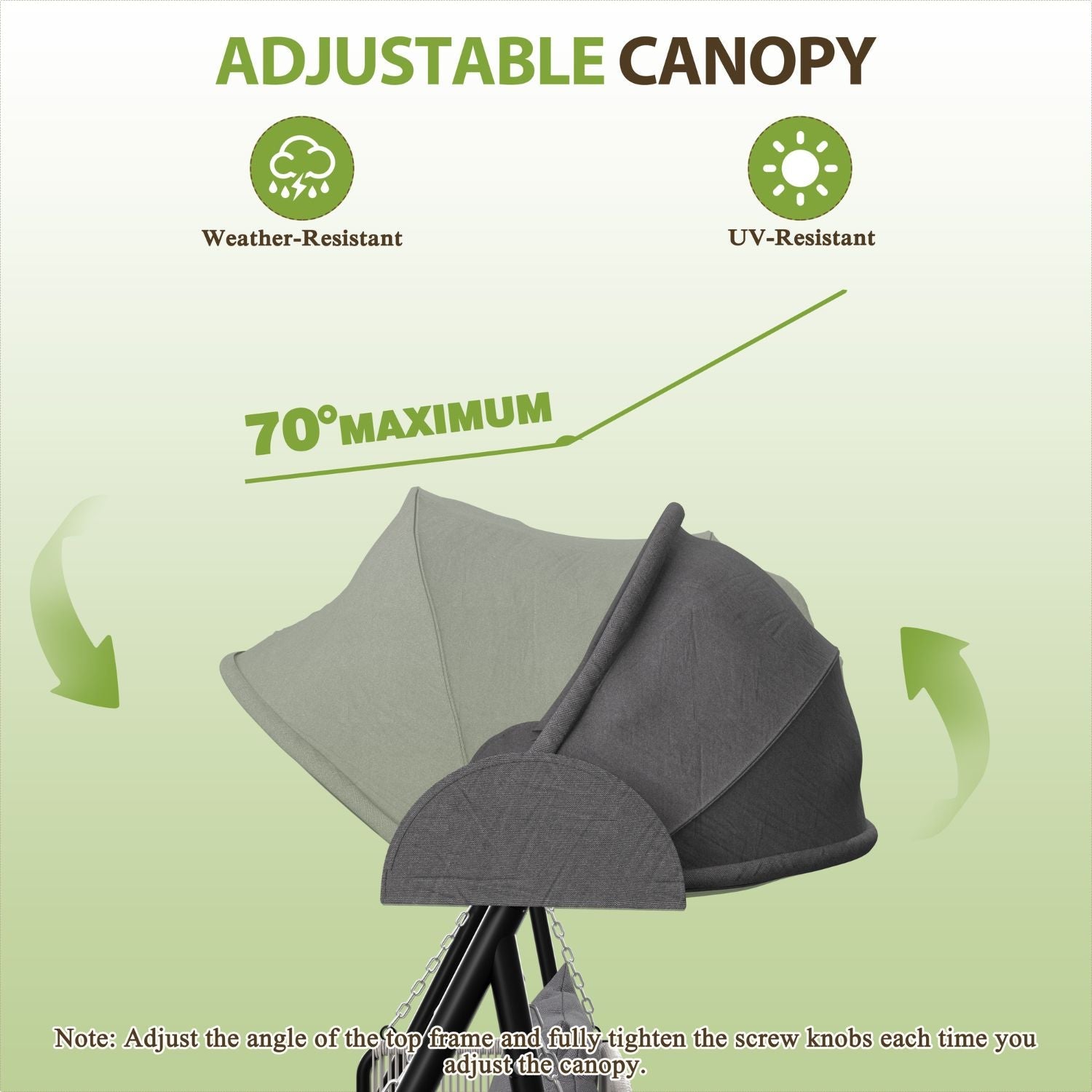 2 Person Porch Swing with Stand. Patio Swing Chair with Adjustable Canopy. Comfort Cushion