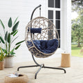 Furnishings Outdoor/Indoor Wicker Hanging Basket Swing Egg Chair with Stand and Cushion