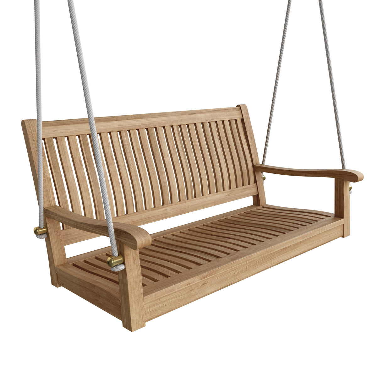 48 Straight Swing Bench. 24 H x48 W x 26 D. Crafted From Premium Teak. Includes 25 Foot White Rope. Outdoor swing