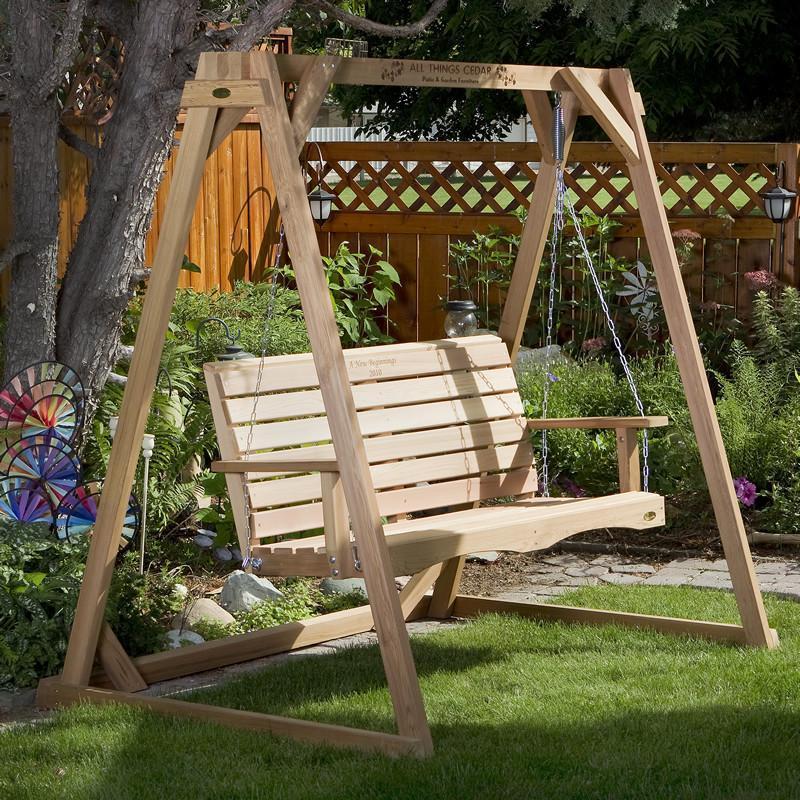 All Things Cedar A-Frame Red Cedar Porch Swing Stand