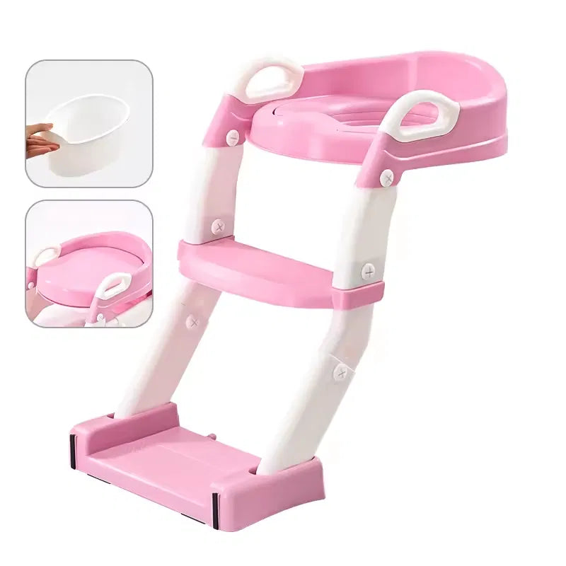 Potty Training Toilet PP+TPE Toddler Toilet Seat for Boys Girls Anti-Slip Step Stool Potty Chair Plastic 3-in-1