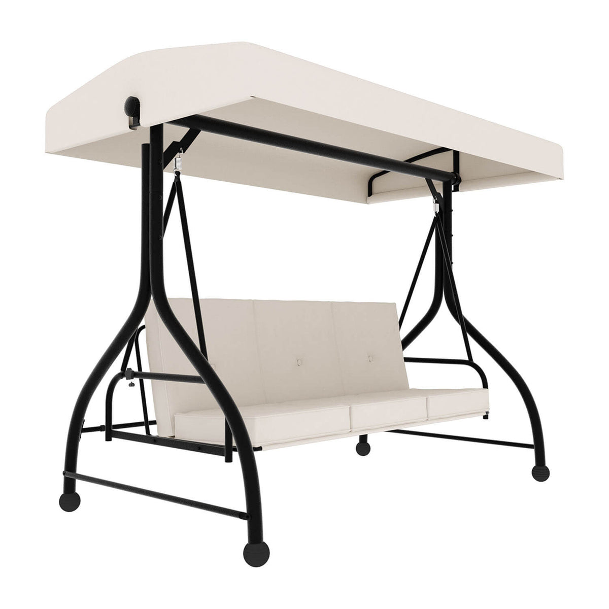 3 Person Patio Swing. Porch Swing Chair. Outdoor Canopy Swing with Stand and Cushions
