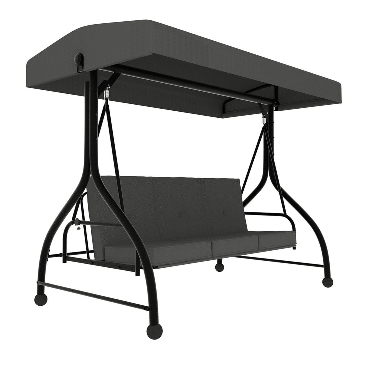 3 Person Patio Swing. Porch Swing Chair. Outdoor Canopy Swing with Stand and Cushions