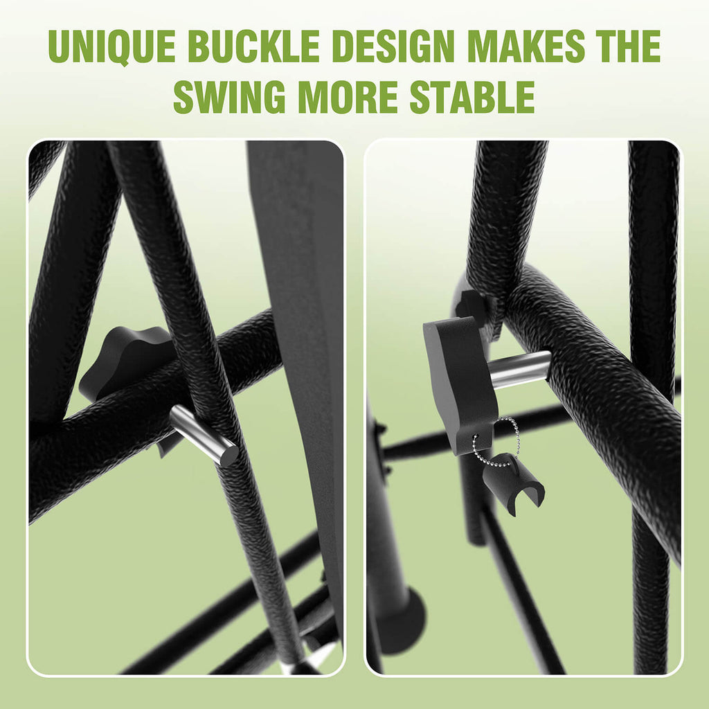 3 Person Patio Swing. Porch Swing Chair. Outdoor Canopy Swing with Stand and Cushions