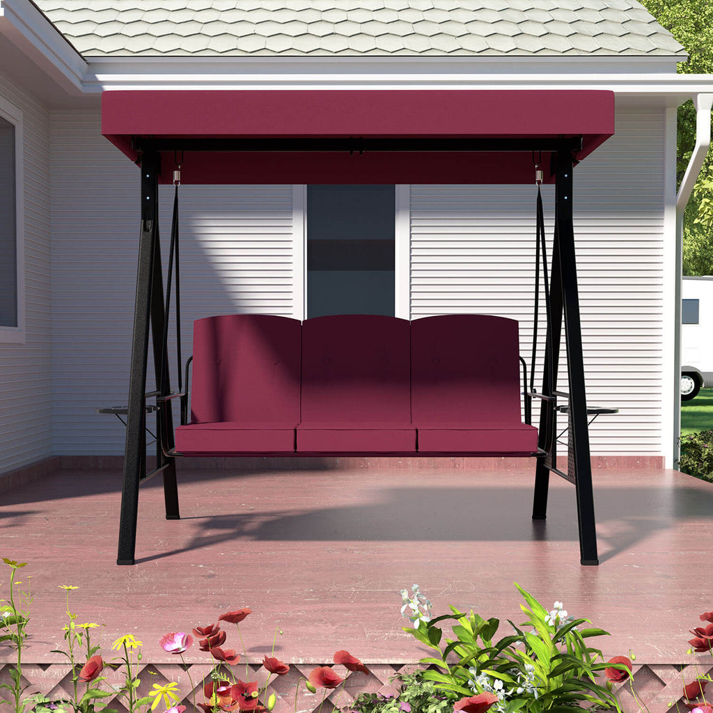 Patio Swing Chair with Canopy. Swing Seat for Adults. 3-person Swing with Removable Cushion