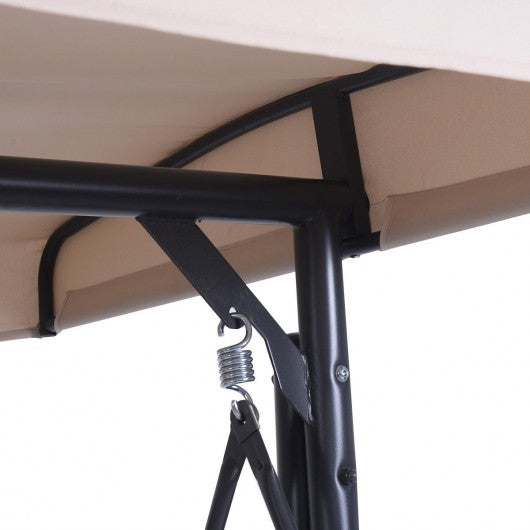3 Seats Converting Outdoor Swing Canopy Hammock w/ Adjustable Tilt Canopy-Beige