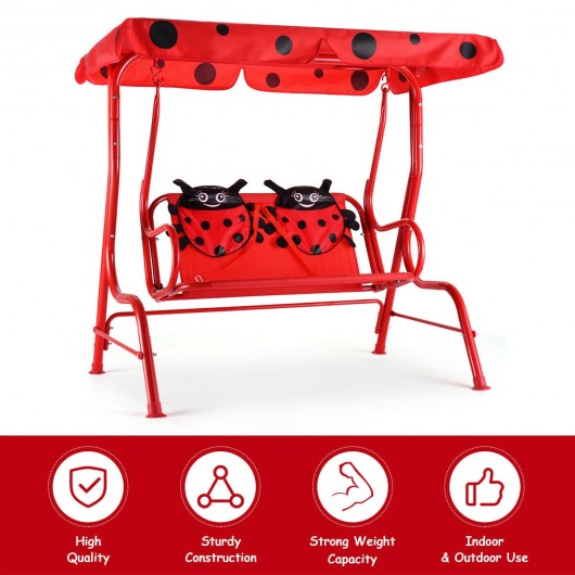 2 Person Kids Patio Swing Porch Bench with Canopy Outdoor swing