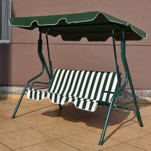 3 Seats Patio Canopy Swing-Green Outdoor swing