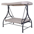 3 Seats Converting Outdoor Swing Canopy Hammock w/ Adjustable Tilt Canopy-Beige