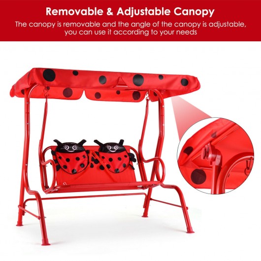 2 Person Kids Patio Swing Porch Bench with Canopy Outdoor swing