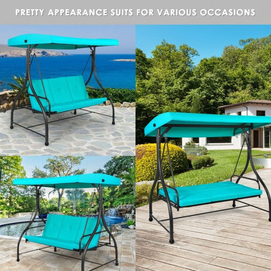 3 Seats Converting Outdoor Swing Canopy Hammock w/Adjustable Tilt Canopy