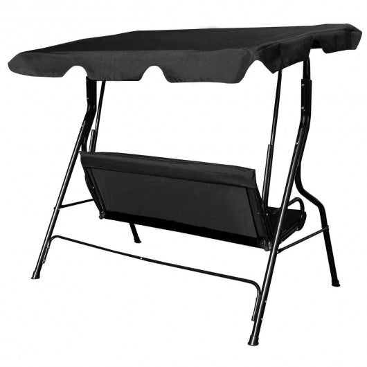 3 Seats Patio Canopy Swing-Black Outdoor swing