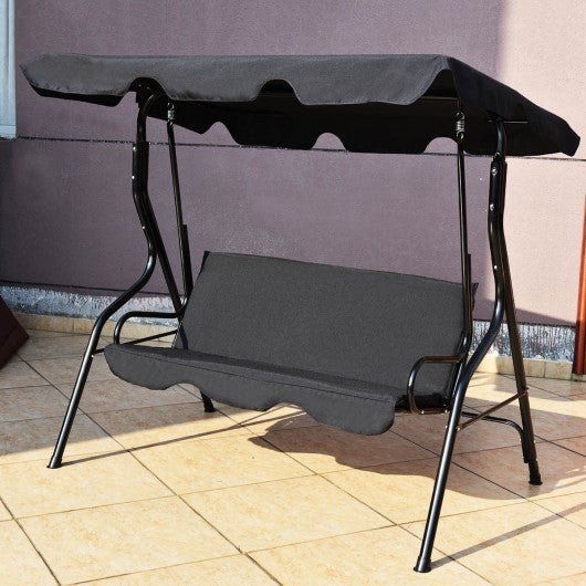 3 Seats Patio Canopy Swing-Black Outdoor swing