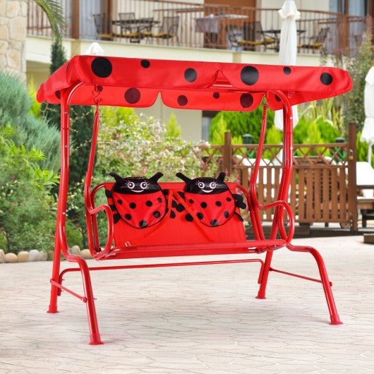2 Person Kids Patio Swing Porch Bench with Canopy Outdoor swing