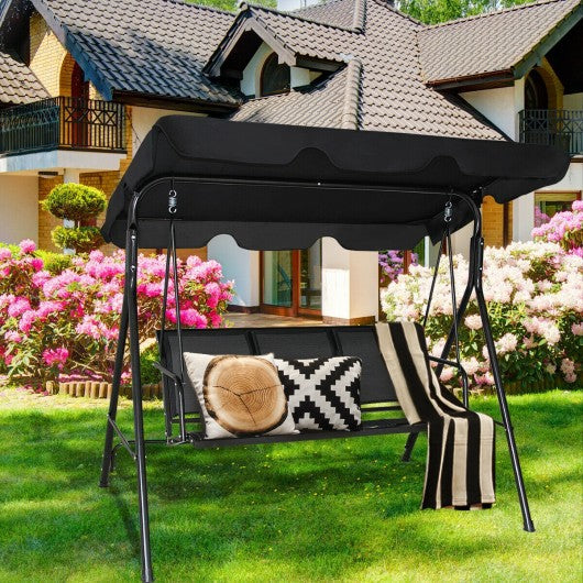 3 Person Patio Swing with Polyester Angle Adjustable Canopy Outdoor swing