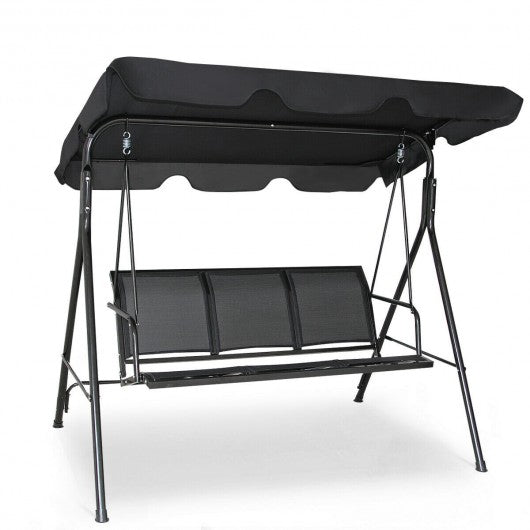 3 Person Patio Swing with Polyester Angle Adjustable Canopy Outdoor swing