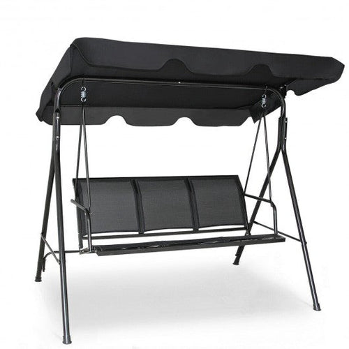 3 Person Patio Swing with Polyester Angle Adjustable Canopy Outdoor swing