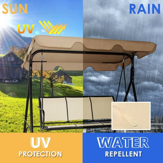 Outdoor Patio Swing Canopy 3 Person Canopy Swing Chair-Brown