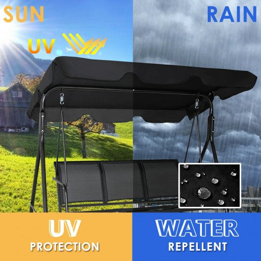 3 Person Patio Swing with Polyester Angle Adjustable Canopy Outdoor swing