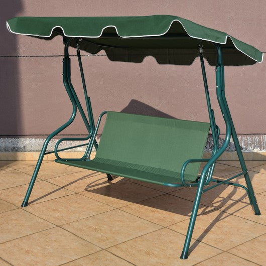 3 Seats Patio Canopy Swing-Green Outdoor swing