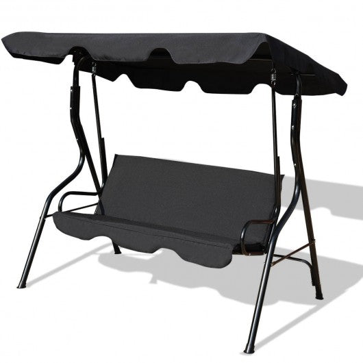 3 Seats Patio Canopy Swing-Black Outdoor swing