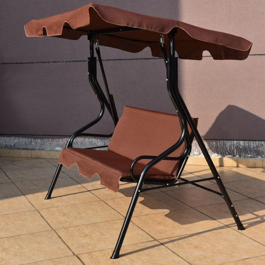 3 Seats Patio Canopy Swing-coffee Outdoor swing