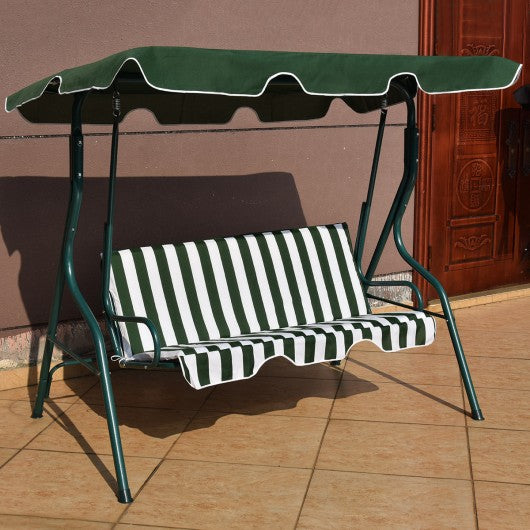 3 Seats Patio Canopy Swing-Green Outdoor swing