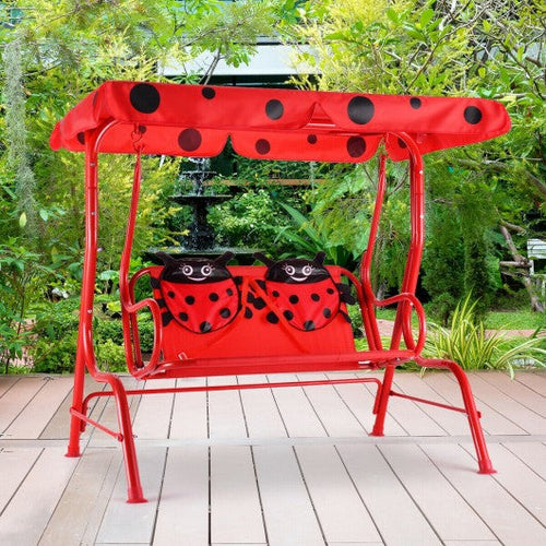 2 Person Kids Patio Swing Porch Bench with Canopy Outdoor swing