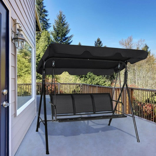 3 Person Patio Swing with Polyester Angle Adjustable Canopy Outdoor swing