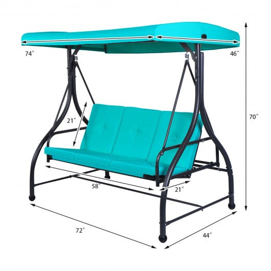 3 Seats Converting Outdoor Swing Canopy Hammock w/Adjustable Tilt Canopy