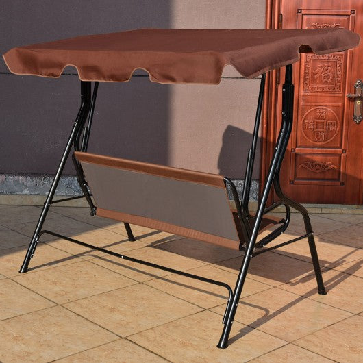 3 Seats Patio Canopy Swing-coffee Outdoor swing